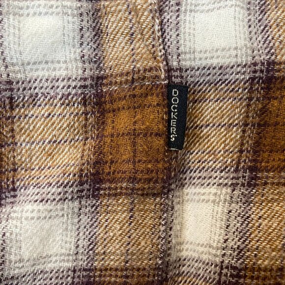 Dockers Mens Shirt L Plaid Long Sleeve Brown & White Checkered  Recycled - Picture 5 of 8